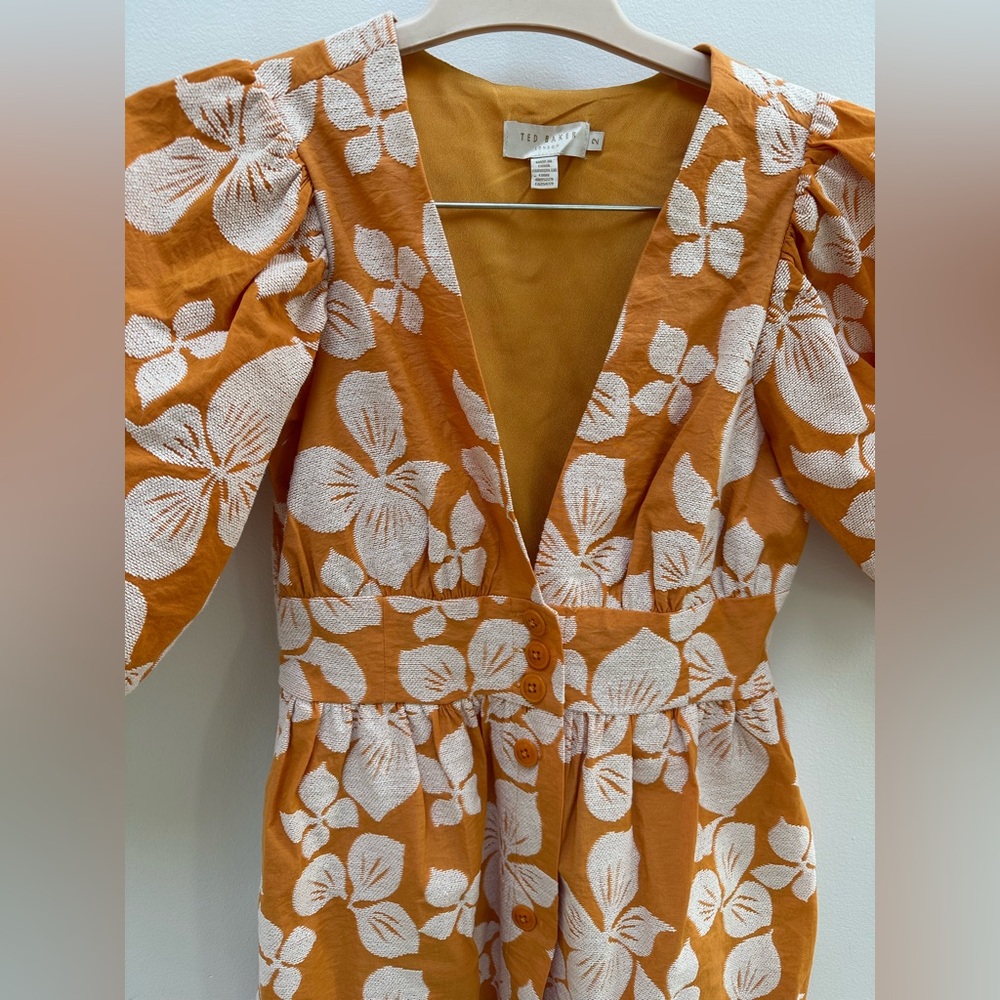 Ted Baker Floral Jacquard Puff Sleeve Dress - Picture 5 of 8